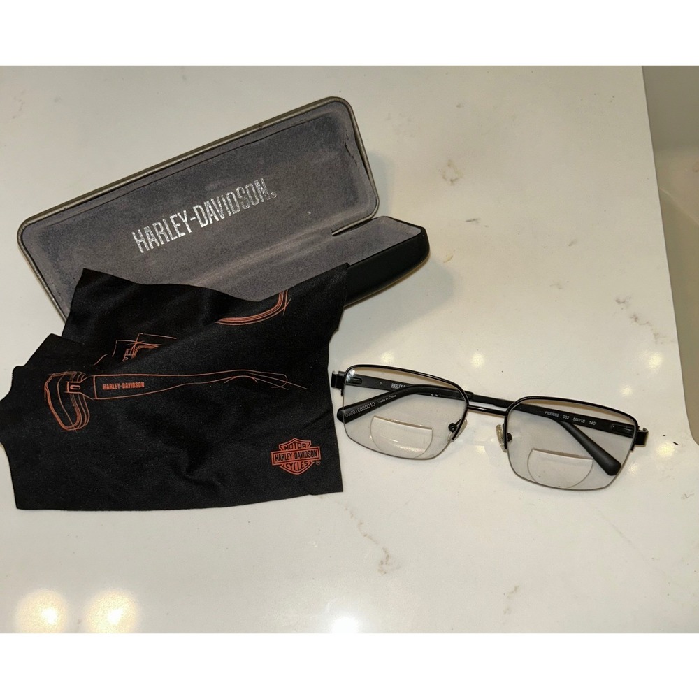 Harley-Davidson HD0882 Eyeglasses Frame 56-18-140 Matte Black Metal Case Cloth